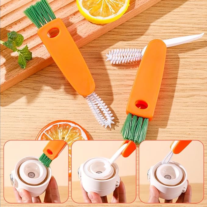 Straw Cleaner Brush Fit for Owala FreeSip 24oz/32oz/40oz,Long Handle Bottle Brush Compatible with Owala Water Bottle 24oz/32oz/40oz, Plus 3 in 1 Cup Lid Cleaning Brush Set for Most Water Bottles