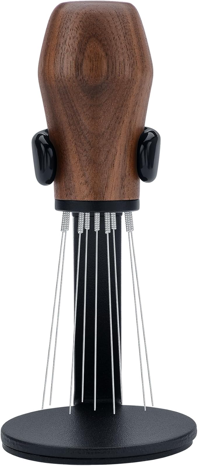 Normcore WDT Distribution Tool with Stand V3, Weiss Distribution Technique, 9 Prong Needle Espresso Stirrer, American Walnut Wood Handle