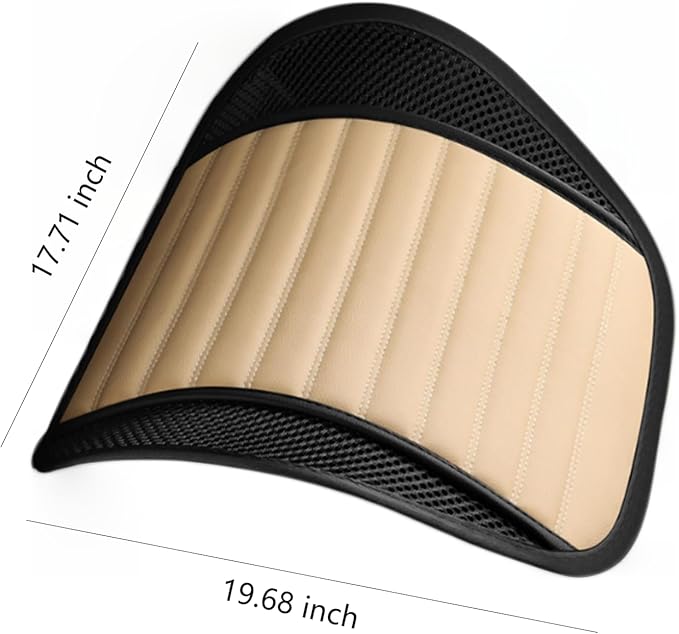 Premium Car Interior Back Support - Versatile Lumbar Cushion for Driver Seat with Breathable Fabric and Adjustable Strap. (1, Beige)