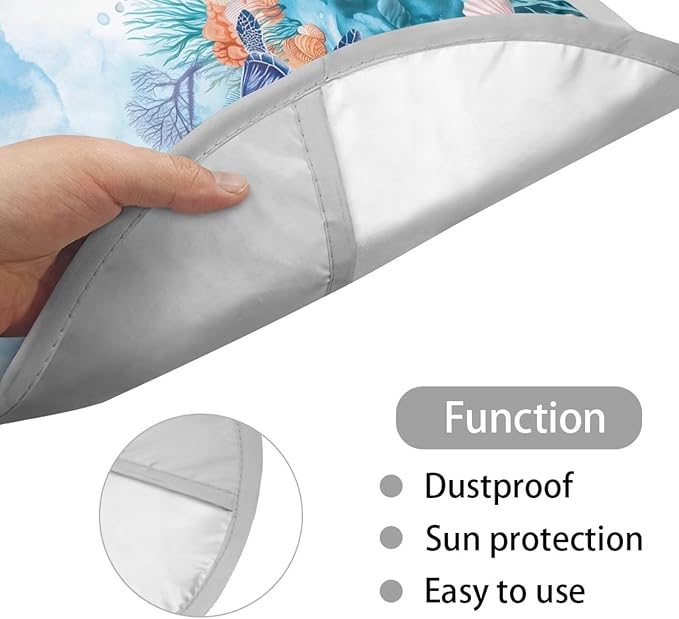 Sea Turtle Shell Coral Pattern Steering Wheel Sun Shade Steering Wheel Sunblock Cover Vehicle Steering Wheel Protector Block UV Rays Interior Accessories for Truck Van Car SUV