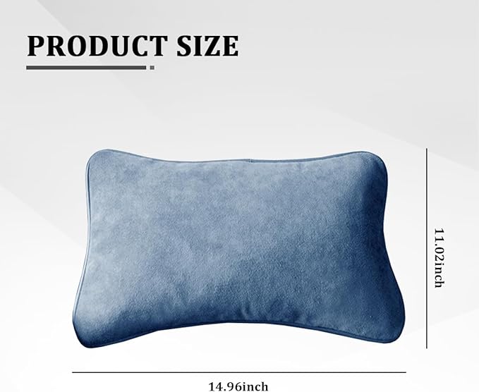 Car Lumbar Support Pillow, Suede Leather Vehicle Driving Seat Lumbar Support Pillow for Lower Back Pain Relief, Auto Interior Back Cushion Pad, Universal for SUV Sedan Truck (Ammonia Blue)