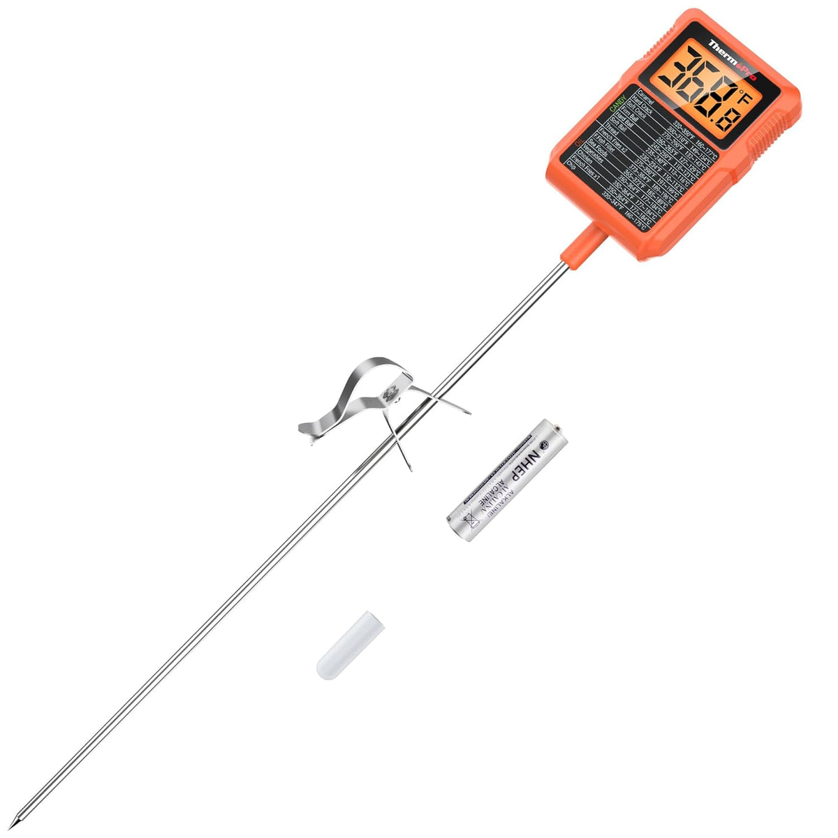 ThermoPro TP510 Waterproof Digital Candy Thermometer with Pot Clip, 8.1" Long Probe Instant Read Food Cooking Meat Thermometer for Grilling Smoker BBQ Deep Fry Oil Thermometer
