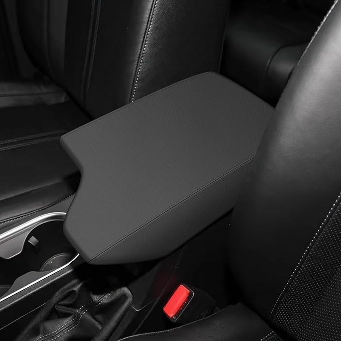 AOMSAZTO Console Covers for 2014 2015 Mazda Mazda3 Armrest Covers for Mazda 3 Black with Black Stiches