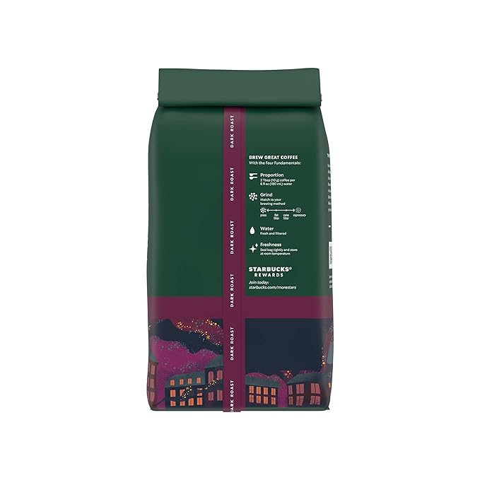 Starbucks Whole Coffee Beans, Dark Roast Hot or Iced Coffee, French Roast, Six 18 oz Bags
