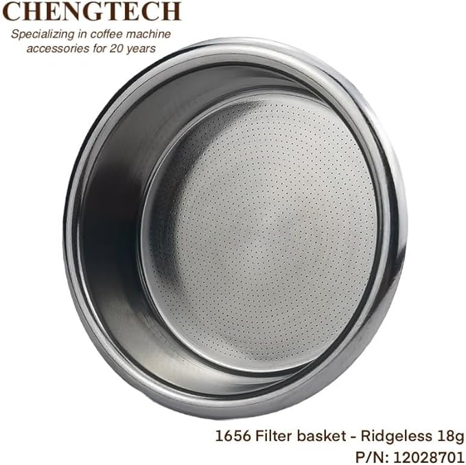 Espresso Accessories, 58mm Espresso Filter Basket (18g Laser Round Hole) – 1656 High-Density Laser-Cut Round Perforations, Ridgeless Design for Efficient Extraction & Richer Flavor