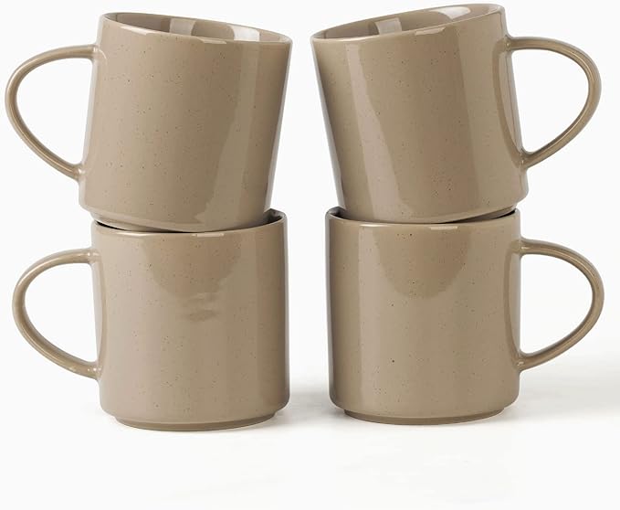 famiware Nebula 4 Pieces Coffee Mug, 14 oz Catering Mugs with Handle for Coffee, Tea, Cocoa, Milk, Cinnamon Brown