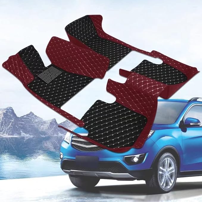 Custom Car Floor Mats for 96% Sedan SUV Sports Car Protection Full Coverage Pads Anti-Slip Leather Floor Lining All Weather Car Floor Mats (Dark Brown)