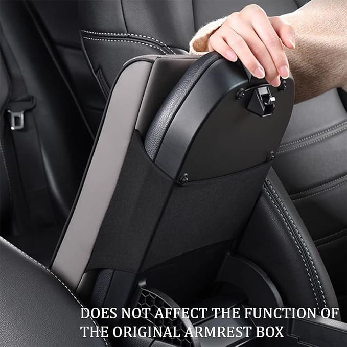 Car Center Console Cover, Memory Foam Leather Soft Breathable Armrest Seat Storage Box Protector Pad, Automotive Interior Middle Console Cushion Cover, Universal for Truck SUV Van (Coffee)