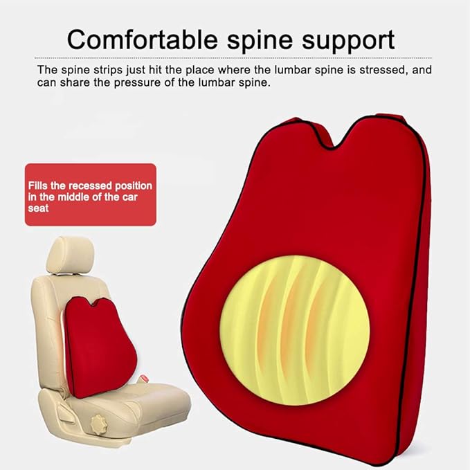 Car Lumbar Support Back Cushion Memory Foam Universal Fit Major Car Seat with Back Pain Relief for Car Office Home 1PCS Red