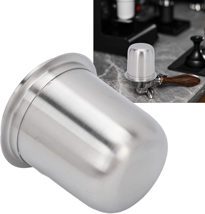 Espresso Dosing Cup Sturdy Stainless Steel Coffee Making Dosing Cup, 150ml 58mm Universal Inverted Coffee Powder Cup for Coffee Machine, 2.7x2.3x2.9in Espresso Cup Release Hand Kit (Silver)