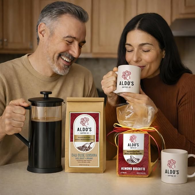 Aldo’s Organic Bali Blue Coffee Beans – Handcrafted Single-Origin Indonesian Coffee, Small-Batch Artisan Roasted, Bold Smooth Low-Acidity Coffee (1 lb) (Medium Ground)