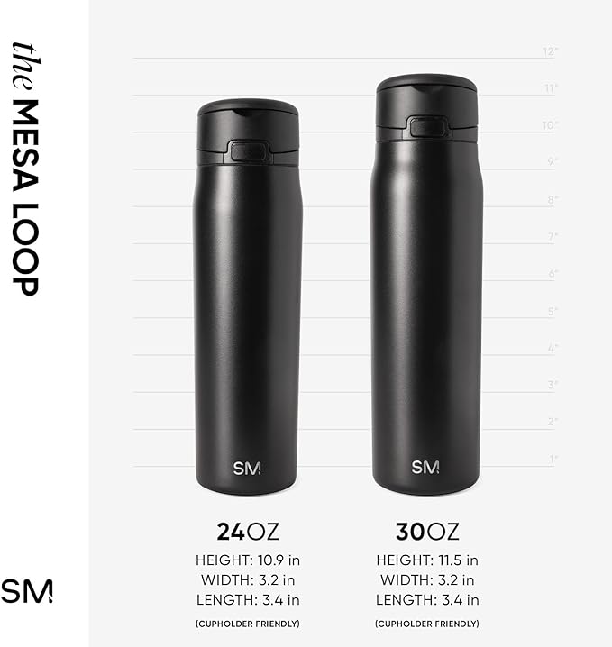 Simple Modern Mesa Loop Water Bottle with Covered Straw and Handle | 24oz Cup Holder Friendly Insulated Stainless Steel Bottles for Travel, Sports and School | Maui