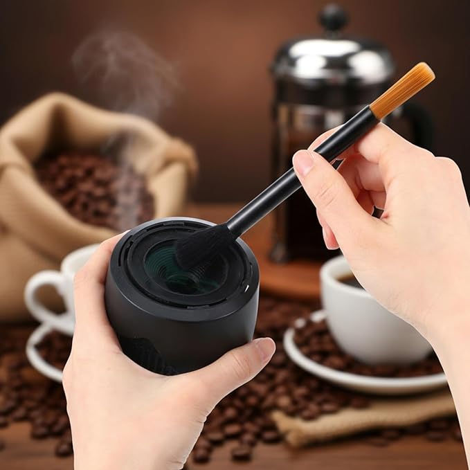 Coffee Grinder Cleaning Brush, Double Head Espresso Brush, Barista Dusting Brushes with Nylon Bristles, Aluminum Handle Grinder Cleaning Tool for Home Kitchen Coffee Machine Clean