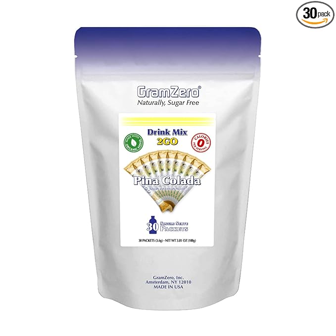 GramZero 2GO Sticks - Pina Colada, Zero Calorie Sugar Free Drink Mix, Stevia Sweetened, Great For Nutrition Club Loaded Tea To Go Kits