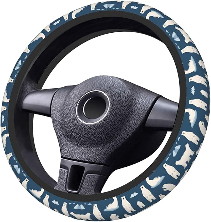 Neoprene Steering Wheel Cover Polar-Bears Car Steering Wheel Cover Universal Fit for Most Cars