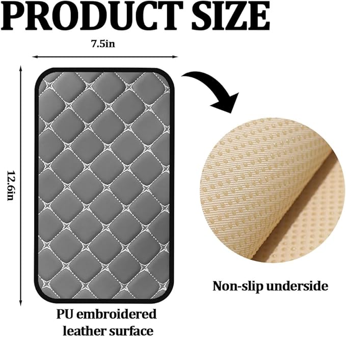 Car Center Console Cushion Pad, Comfortable PU Leather Vehicle Armrest Seat Box Cover, Waterproof Automotive Interior Arm Rest Protector Accessories, Universal Fit (Gray)