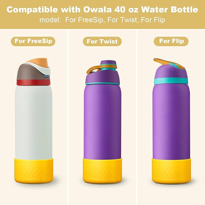 Silicone Boot for Owala Water Bottle 24 oz 32 oz 40 oz, Anti-Slip Protective Sleeve for FreeSip/Twist/Flip Stainless Steel Water Bottles Accessories