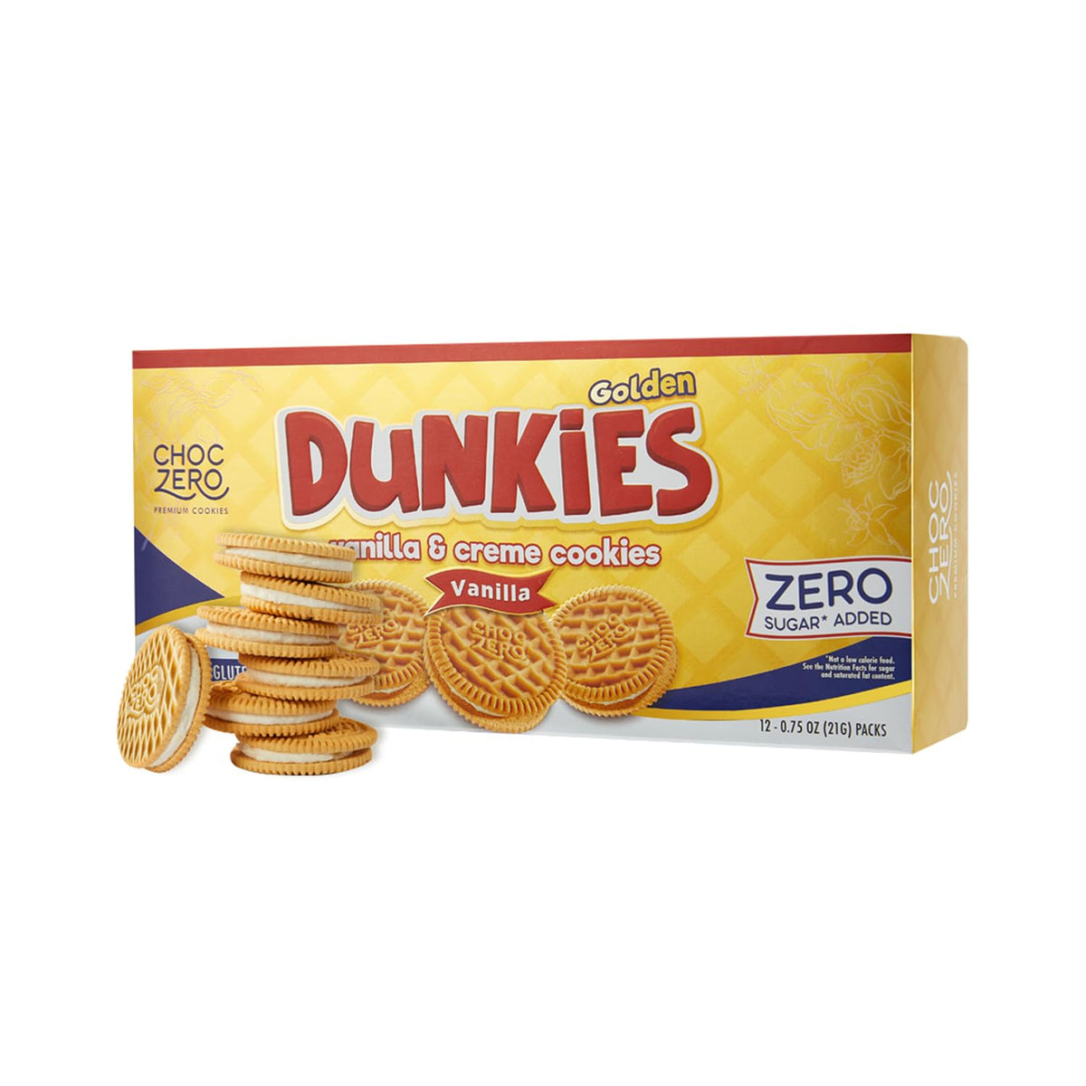 ChocZero Keto Chocolate Sandwich Cookies with Creme - Low Sugar Gluten Free Dunkies (1 Box, 9oz)
