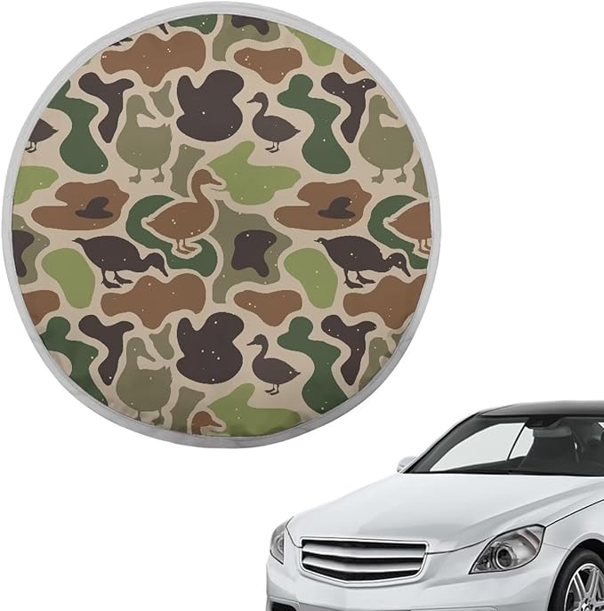 Camo Hunting Duck Vehicle Steering Wheel Sun Shade 17 Inch Car Rudder Reflector Protector for SUV Truck Van Summer Essential Gift for Holiday