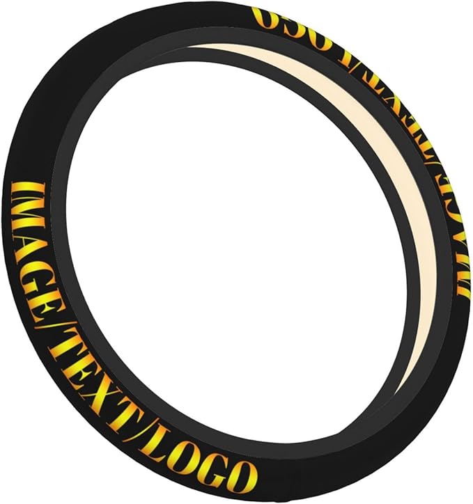 Custom Car Steering Wheel Cover Personalized Anti Slip Car Wheel Protector Add Your Image Text Universal 15 Inch Cover Accessories Fit for Truck, SUV, Trailer, Black