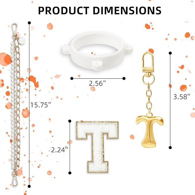 Letter Handle Strap Accessories with Cute Initial Charm Compatible with Owala Water Bottle 24oz 32oz 40oz Owala Kids