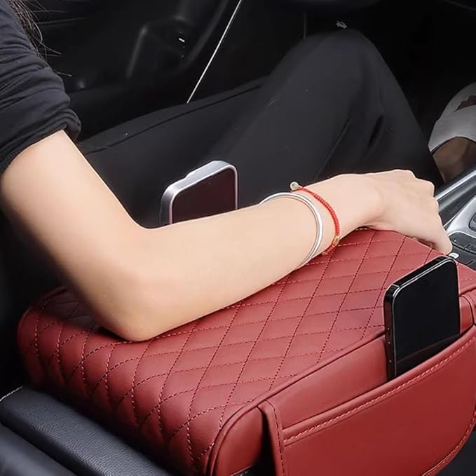 Car Armrest Pad for Lexus GX J150 J120 GX 460 400 GX OR Leather Armrest Box Mat Center Console Cushion Pad Universal Armrest Seat Box Cover Protector,Brown, normal