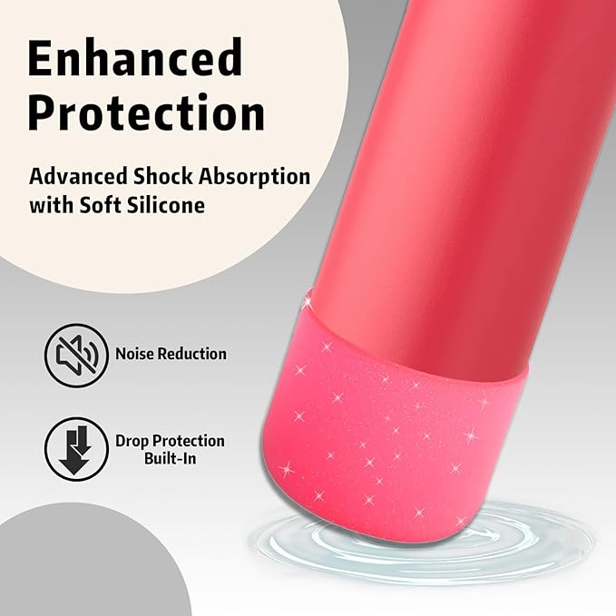 Silicone Boot for Owala 40oz Water Bottle – Anti-Slip Protective Cover, Bottle Boot, Base Cover Compatible with FreeSip, Sleeve for Stainless Steel Tumblers (Glitter Rose Red, 40OZ)