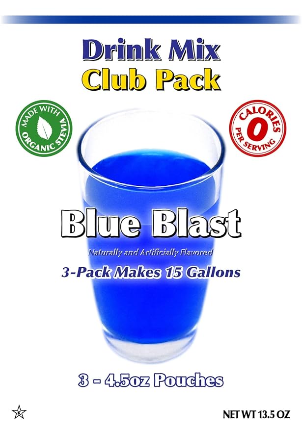 GramZero Blue Blast Zero Calorie Sugar Free Drink Mix, Great For Nutrition Club Loaded Teas, Stevia Sweetened