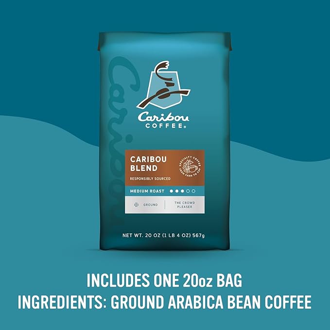 Caribou Coffee, Medium Roast Ground Coffee, 100% Arabica Coffee - Caribou Blend 20 Ounce Bag