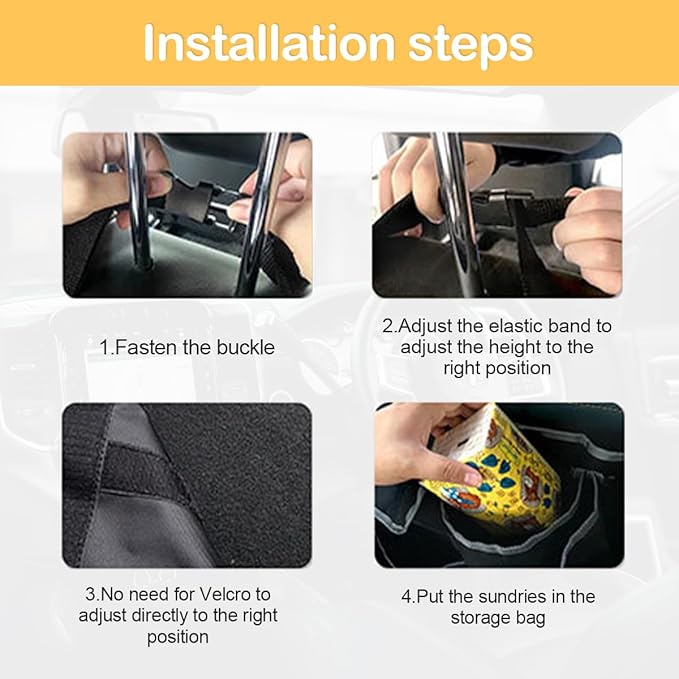 Car Trunk Organizer with Lid, Backseat Hanging Storage Bag with 4 Pockets & 3 Adjustable Straps, Waterproof PVC Collapsible Cargo Bag, Car Interior Accessories for Auto SUV MPV