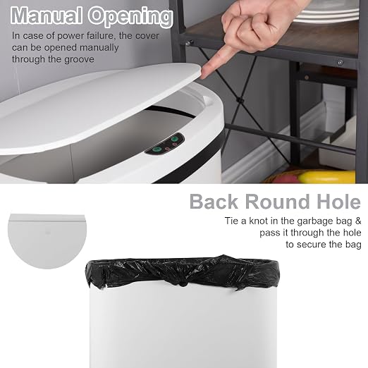FDW Garbage Can 13 Gallon 50 Liter Kitchen Trash Can for Bathroom Bedroom Home Office Automatic Touch Free High-Capacity with Lid Waste Bin