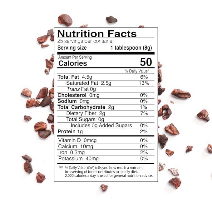 One Farm by WAAYB Organic Cacao Nibs, Single Estate, Non-GMO, Fair-Trade, Vegan, Gluten Free, 100% Raw Rizek Cacao Nibs in Resealable Bag - 7 oz (25 servings)