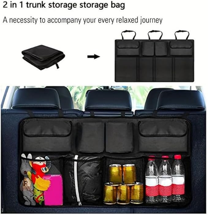 Car Trunk Organizer for Volkswagen VW Taos (AWD) 2022 2023 2024, Super Capacity Car Back Seat Hanging Storage Bag Waterproof Durable Foldable Interior Accessories