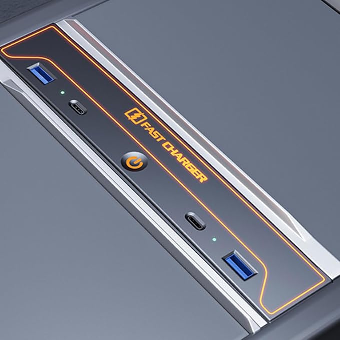 Center Console USB Center with Sliding Lid Multiport Fast Charging Station Center Console Charges Center for Vehicles