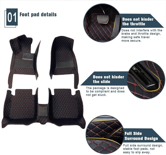 Custom Car Floor Mats Custom Logo/Pattern for SUV Van Truck Sedan Coupe Car Mats Full Surrouded Floor Mat All Weather Waterproof and Anti-Slip Protection Car Floor Liners(Black Blue)