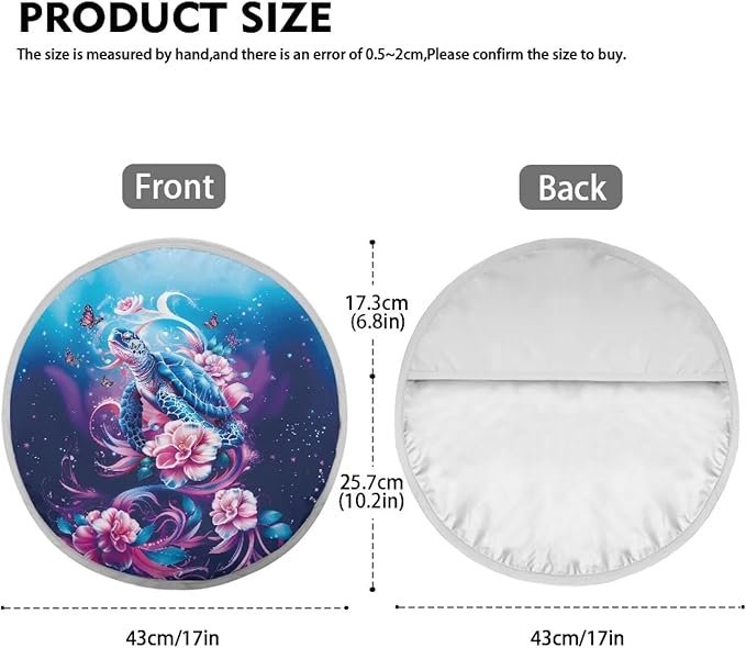 Sea Turtle Steering Wheel Sun Cover 17 Inch Boho Floral Car Rudder Shade Cover for Women Reflective Steering Wheel Cover Sun Block Gift for Friends