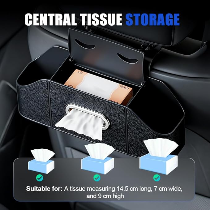 Multifunctional Car Back Seat Storage Organize, Car Back Seat Organizer Durable Cars Cup Holder, Back Seat Cars Organizer for SUV Sedan and Truck (Black)