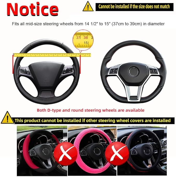 Hiflyer Car Steering Wheel Cover Women & Men, Universal 14.5-15 Inch Steering Wheel Covers, Soft Microfiber Car Wheel Cover Car Stuff Car Accessories Interior (White)