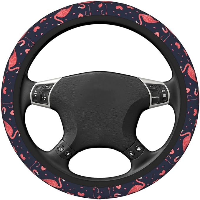 Flamingo Animal Steering Wheel Cover for Women Men Girls, Car Accessories Decor Thickened Anti-Slip Auto Steering Wheel Covers Protector Universal Fit 15 Inch for Cars, Truck, SUV