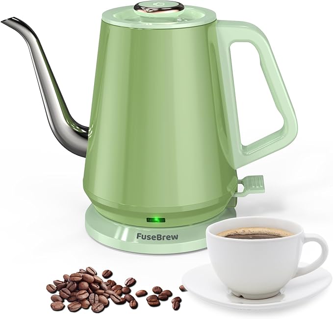 Gooseneck Electric Kettle(0.8L),1200 Watts Fast Boiling,Stainless Steel BPA Free,Automatic Shut Off,Pour Over Kettle for Small Kitchen,RV,Trip,Coffee & Tea- Green