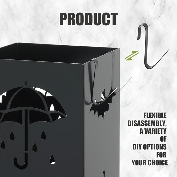 Umbrella stand - Metal vertical umbrella stand - Suitable for entrance halls, stores, offices. Dimensions: 6.3 x 6.6 x 16.34 inches