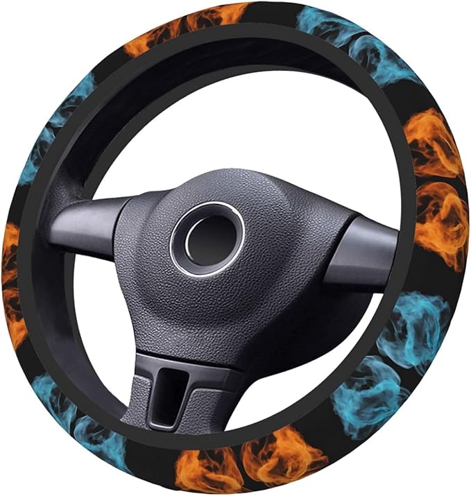 Ice Fires Cool Car Steering Wheel Cover, 15 Inch Steering Wheel Cover Stylish Decor for Most Cars