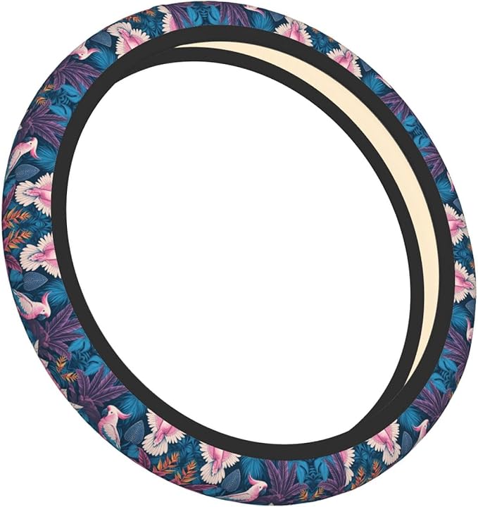 Tropical Prints Neoprene Steering Wheel Covers Women Men Car Accessories, Universal 15 Inch Fit Auto, Suvs, Truck