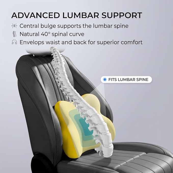 Car Headrest Pillow & Lumbar for Audi RS Q3 Sportback F3 SUV Coupe 2019-2024, Car Seat Neck Pillow Back Support, Breathable All-Season Automotive Seat Cushions, 2PCS,A Black