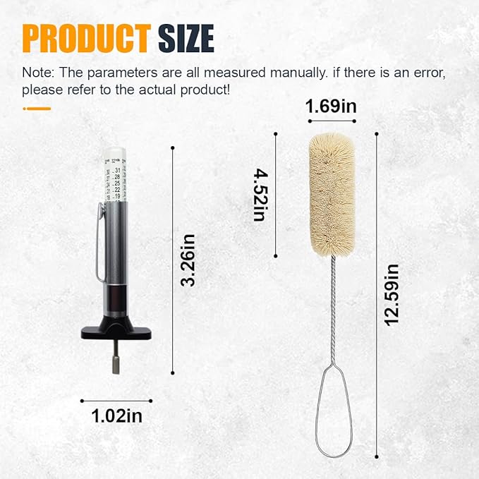 4PCS Tire Lubricant Brush Applicator Swab Set with Tread Depth Gauge, 12.5" Universal Extra Long Tire Shine Applicator, Car Cleaning Brush for Most Common Lube Buckets(One Color)