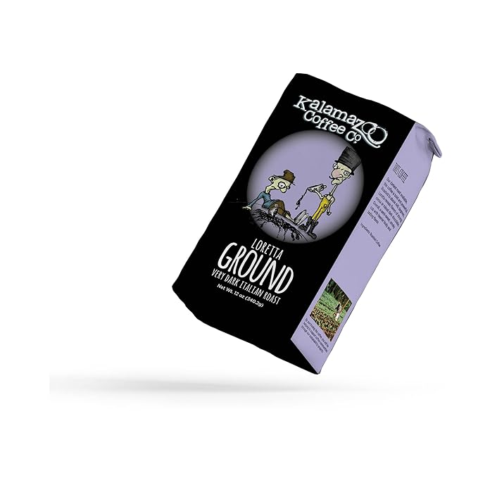 KALAMAZOO COFFEE COMPANY Loretta Ground Coffee - Very Dark Italian Roast | 12oz Bag (1 Pack)