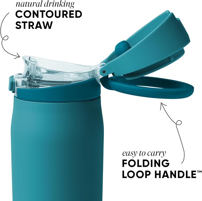 Simple Modern Mesa Loop Water Bottle with Covered Straw and Handle | 30oz Cup Holder Friendly Insulated Stainless Steel Bottles for Travel, Sports and School | Maui