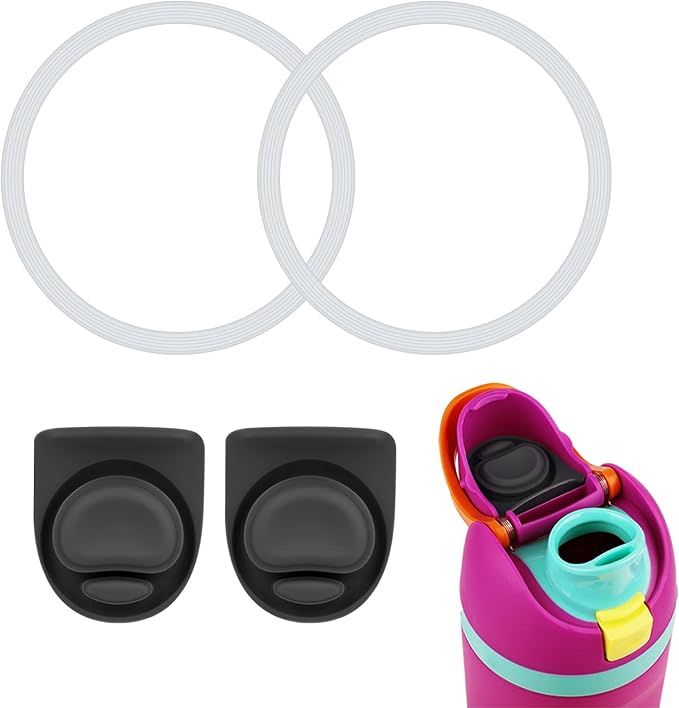 4pcs Bottle Seal Ring & Replacement Stopper for Owala FreeSip 24oz 32oz, BPA-Free Silicone O Ring Water Bottle Top Lid Replacement Parts for Owala 19oz 24oz 32oz 40oz, Gasket Plug Accessories