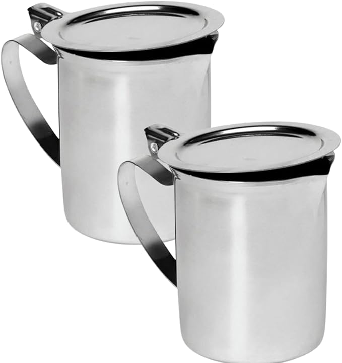 10 oz. Stainless Steel Creamer Server with Lid & Closed Handle – Durable Mirror-Finish Creamer Pitcher for Coffee, Syrup, Salad Dressings, Gravy – Perfect for Restaurants, Cafes & Home Use (2)