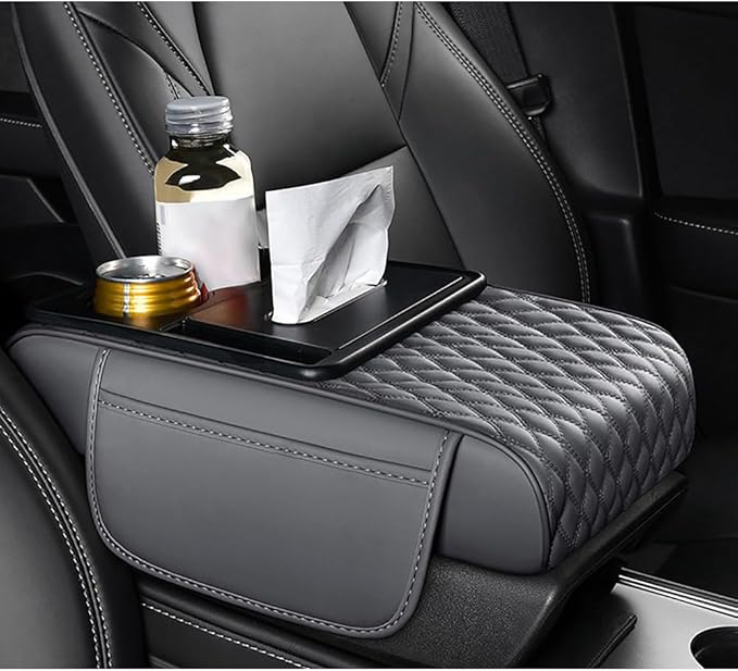 Car Center Console Cover for Jeep Wagoneer Wrangler Grand Cherokee Grand Commander,Multifunctional Auto Armrest Cushion Pad Armrest Middle Console Cover Interior Accessories,Grey